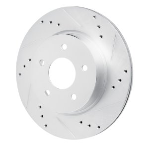 Nissan Qashqai Brake Rotor (1) - Rear Right - R1 Concepts - Drilled & Slotted - Silver - `17-`25